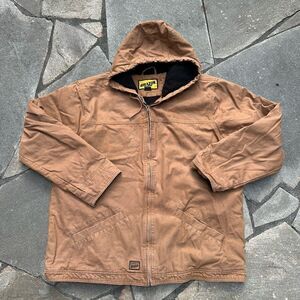 Brazos Jacket Mens XL Brown Full Zip Hooded Sherpa Lined Insulated Work Wear